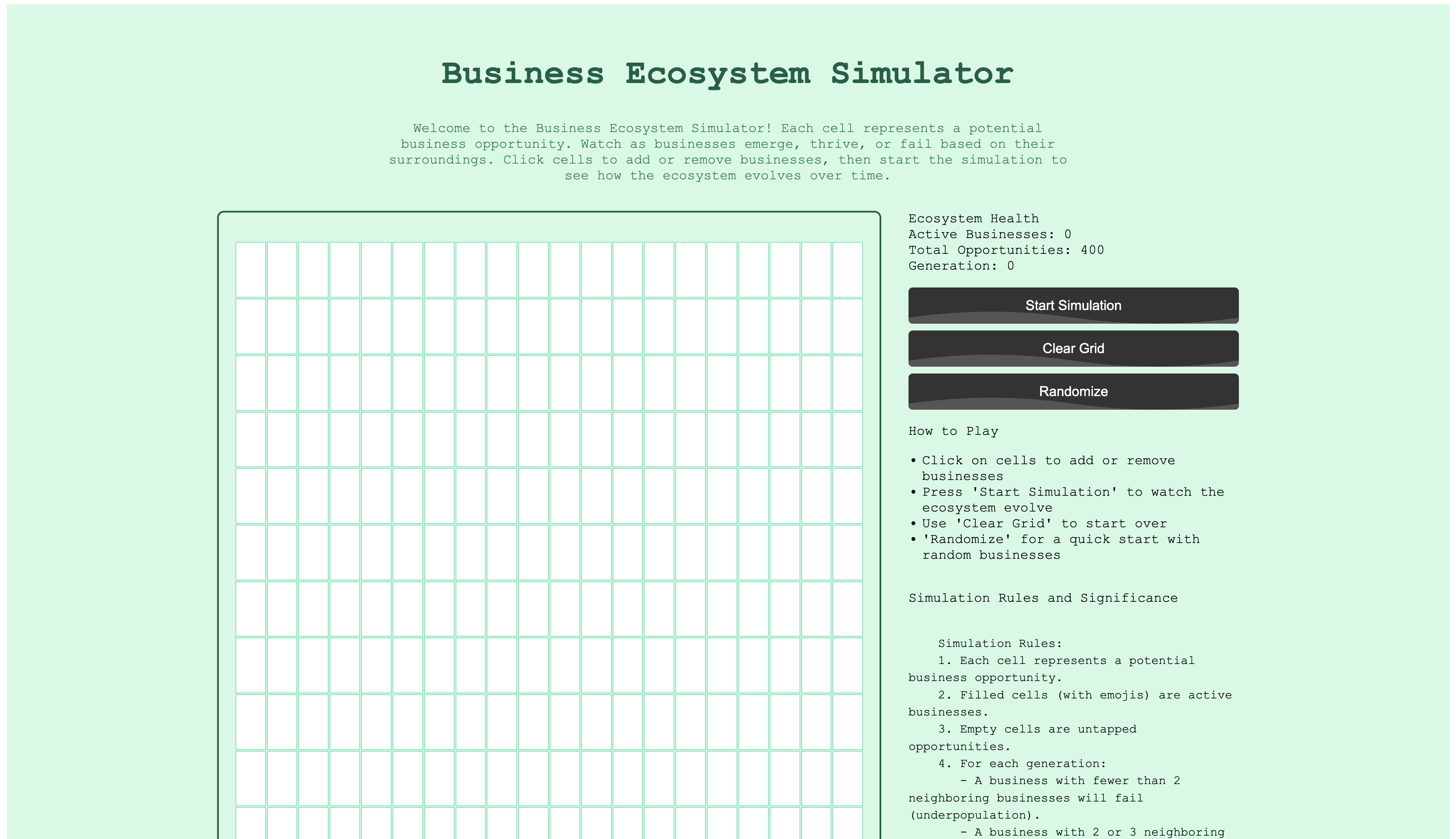 Business Ecosystem Simulator