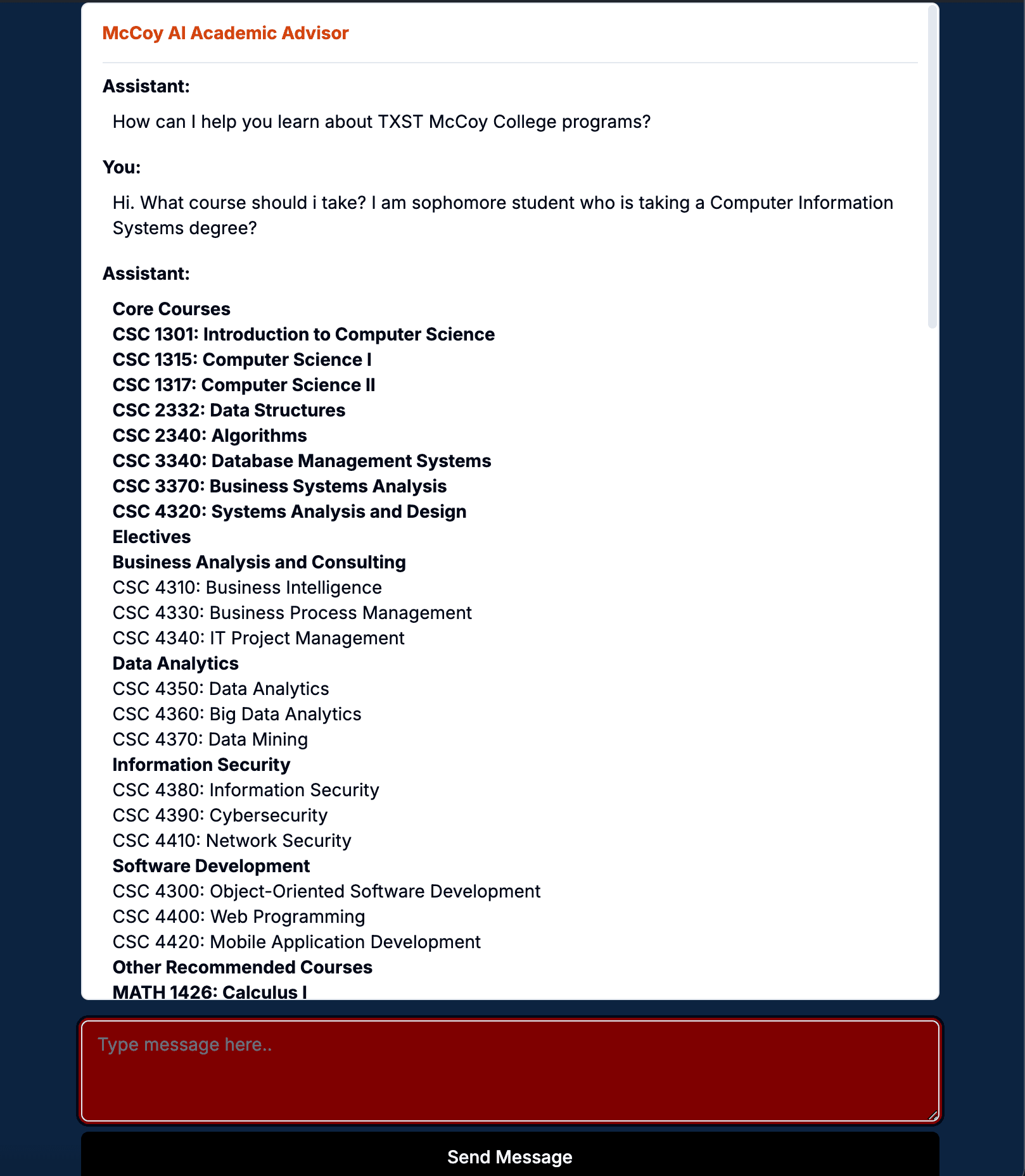 TXST AI Academic Advisor